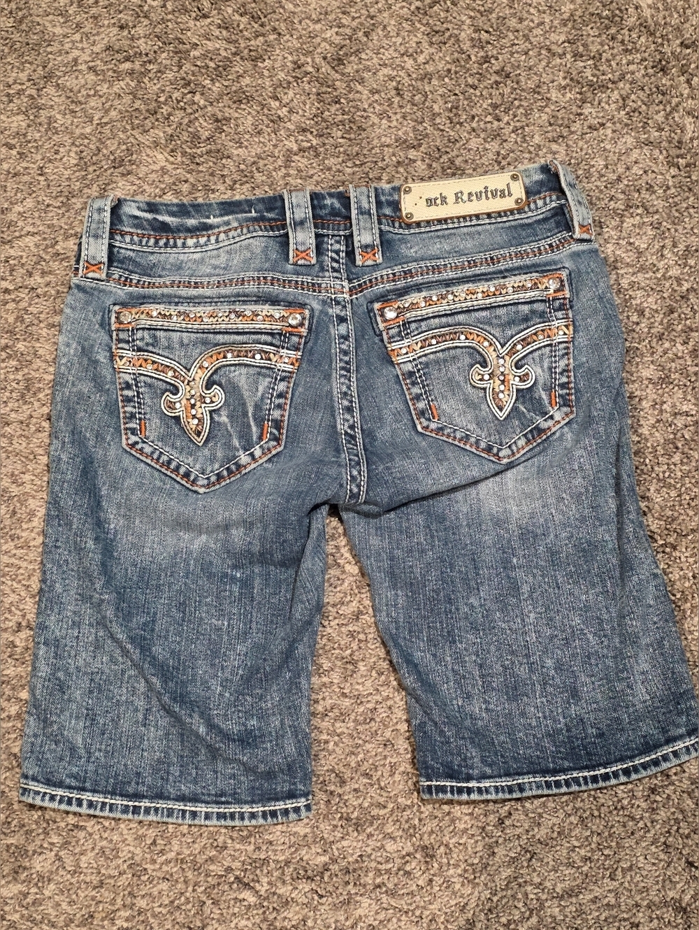 ROCK REVIVAL Lowrise Nancy Bermuda Shorts in Blue Size 28